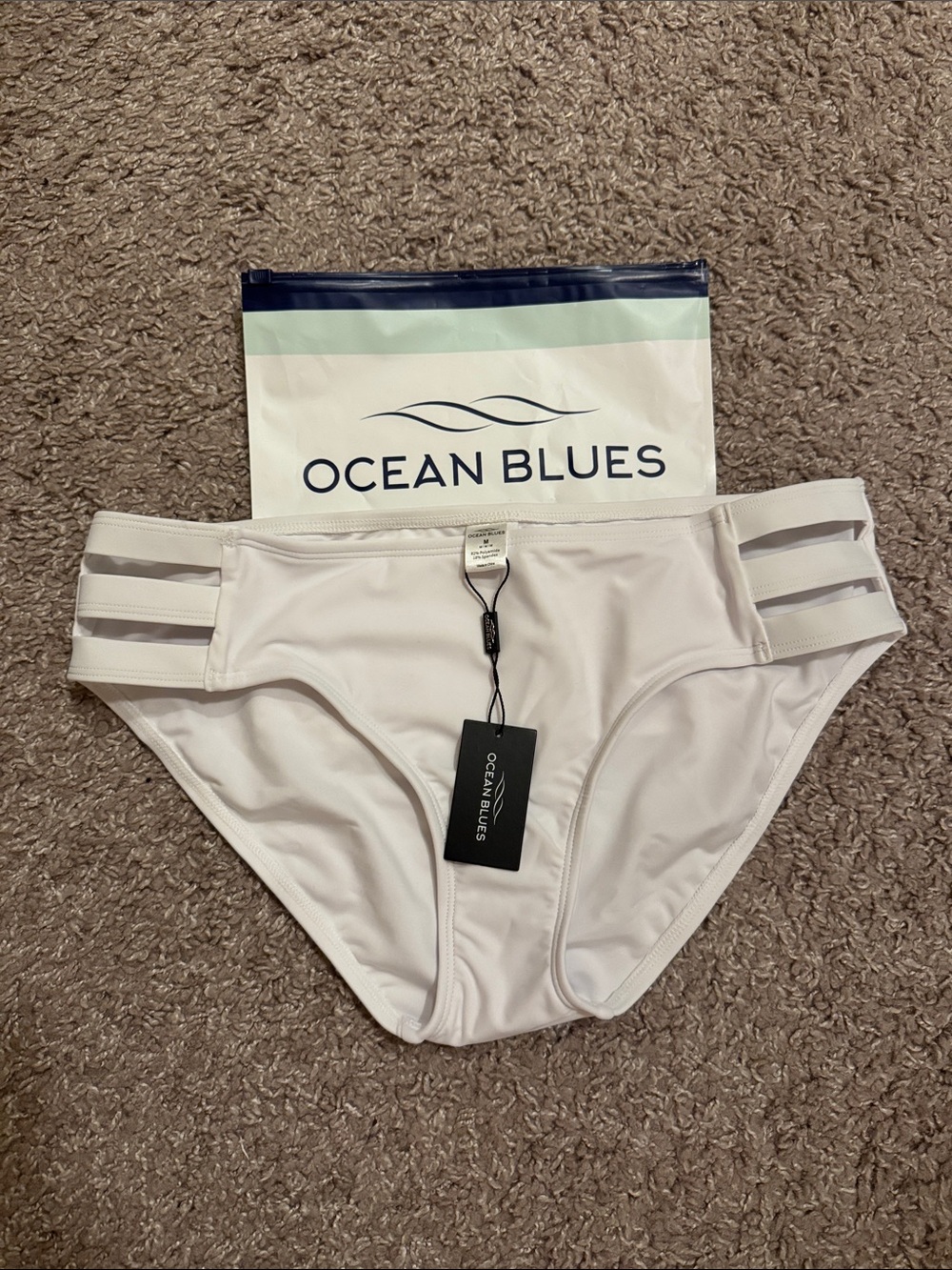 Ocean Blues Women's White Bikini Bottom with Triple Side Straps